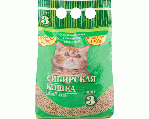 Наполнитель впитывающий Сибирская кошка для котят 3л древесный, лесной /00024333/ (239 521)