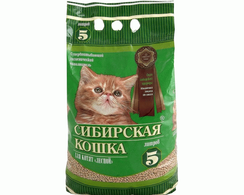 Наполнитель впитывающий Сибирская кошка для котят 5л древесный, лесной /00024448/ (239 522)