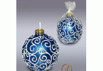 Свеча новогодняя Шар синий с узором (199 991)