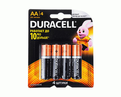 Батарейки алкалиновые АА LR6 Duracell Basic /4/48/192/917-066/ (228 498)
