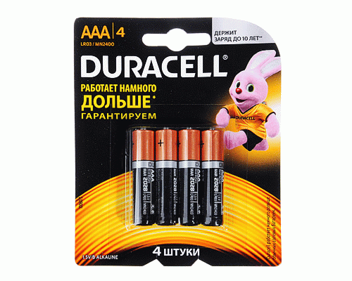 Батарейки алкалиновые ААА LR03 Duracell Basic /4/48/192/917-065/ (231 746)