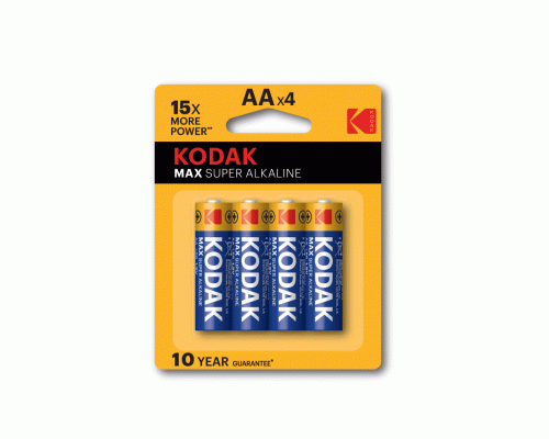 Батарейки алкалиновые АА LR6 Kodak Max Super /4/80/400/ (209 491)