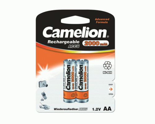 Аккумулятор перезаряжаемый АА Ni-MH Camelion 2000мАч на блистере /2/24/384/ (214 350)