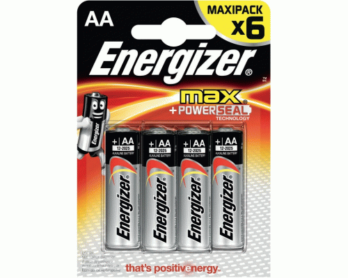 Батарейки алкалиновые АА LR6 Energizer Max E91 (У-6) /ЭНР110-6-6-533801/ (219 898)