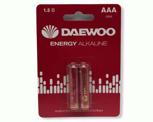 Батарейки алкалиновые ААА LR03 Daewoo Energy на блистере /2/20/480/ (75 128)