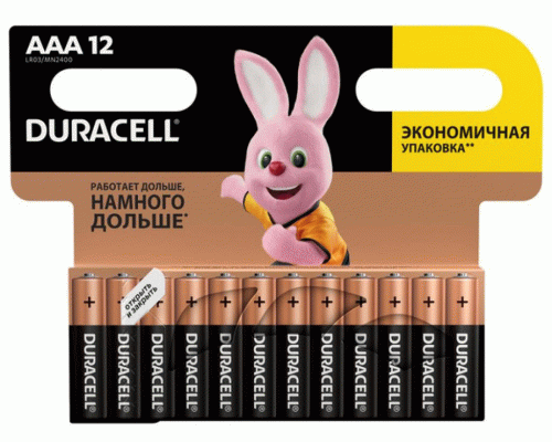 Батарейки алкалиновые ААА LR03 Duracell Basic /12/144/ (57 477)