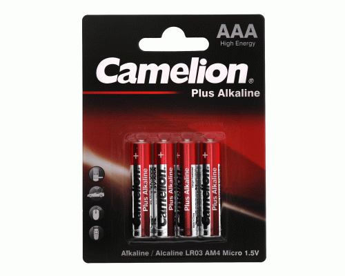 Батарейки алкалиновые ААА LR03 Camelion Plus на блистере /4/48/1152/ (132 460)