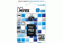 Карта памяти MicroSD   8GB Mirex Class 4 +SD адаптер (225 624)