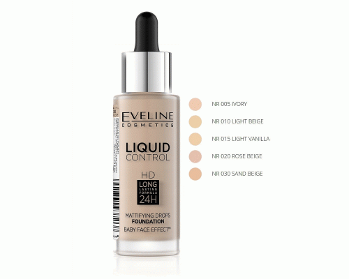 Тональный крем Eveline Liquid Control 32мл т.020 бежевая роза /19030035/ (201 455)