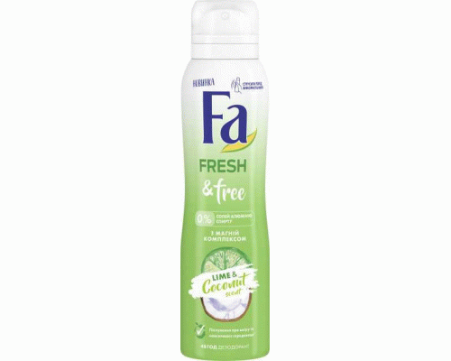 Дезодорант жен. Fa aer 150мл Fresh&Free аромат лайма и кокоса (228 102)