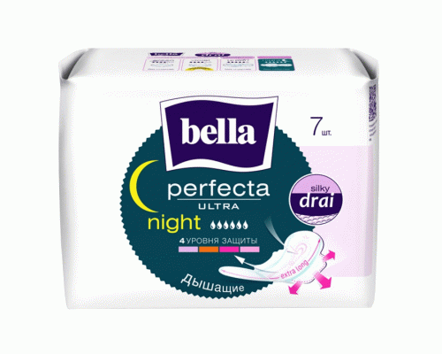 Прокладки Bella Perfecta Ultra  7шт Night silky drai супертонкие (229 621)