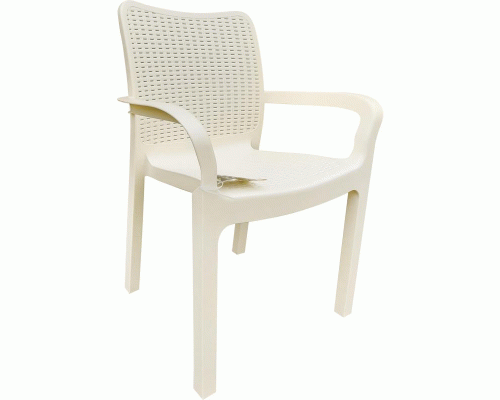 Стул-кресло пластик 506*580*833мм Rattan сливочный (231 970)