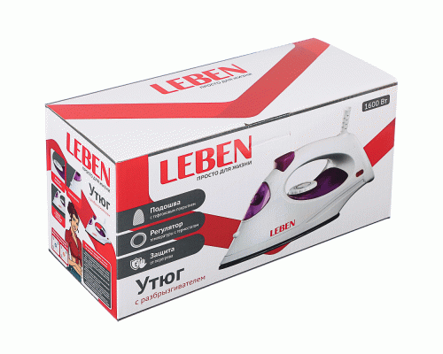 Утюг 1600Вт с разбрызгивателем тефлоновая подошва Leben (234 042)
