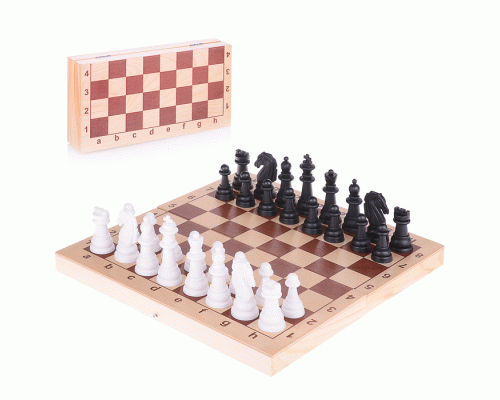 Шахматы 29*29см деревянная коробка, пластиковые фигуры (236 733)