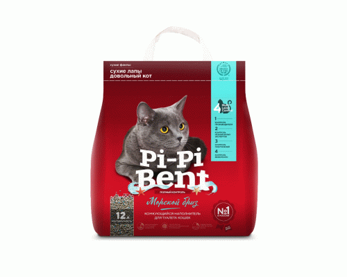 Наполнитель комкующийся Pi-Pi-Bent 12л/5кг Морской бриз пакет (236 843)