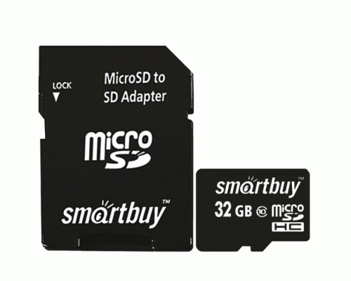 Карта памяти MicroSD  32GB SmartBuy Class 10 UHS-I +SD адаптер (241 272)