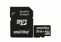 Карта памяти MicroSD  32GB SmartBuy Class 10 UHS-I +SD адаптер (241 272)