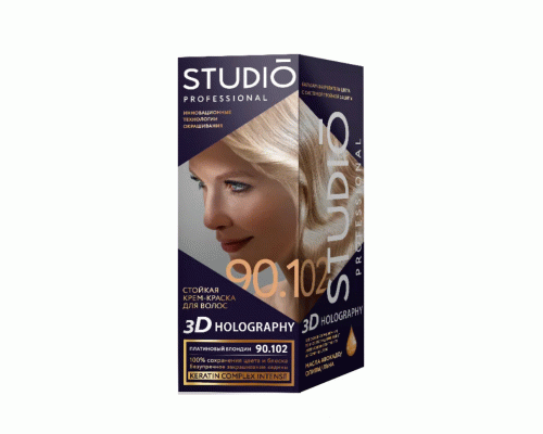 Крем-краска для волос Studio 90.102 платиновый блонд 15мл (У-12) (155 631)