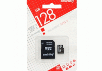 Карта памяти MicroSD 128GB SmartBuy Class 10 +SD адаптер /UHS-1 / (251 427)