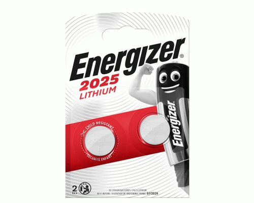 Батарейки литиевые 3V таблетка CR2025 Energizer на блистере /2//ЭНР140-2025-021500/ (190 480)