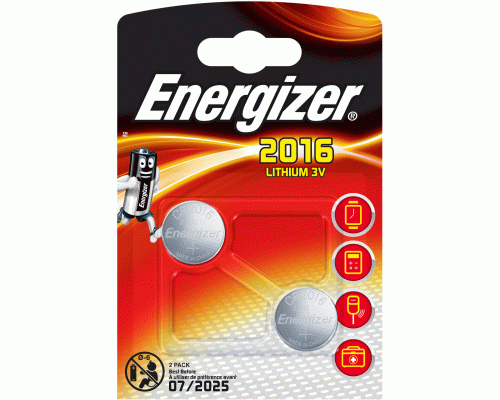 Батарейки литиевые 3V таблетка CR2016 Energizer на блистере /2//ЭНР140-2016-638711/ (195 843)