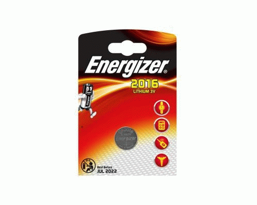 Батарейки литиевые 3V таблетка CR2016 Energizer на блистере /1//ЭНР140-2016-021801/ (200 903)