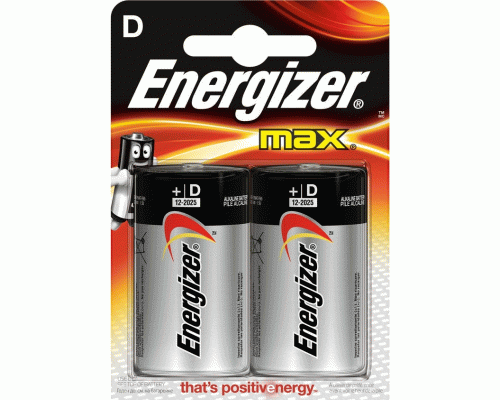 Батарейки алкалиновые D LR20 Energizer MAX E95 на блистере /2//ЭНР110-E301003900/ (202 334)