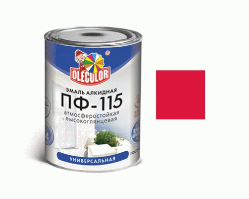 Эмаль ПФ-115 алкидная Olecolor 0,8кг красная (209 053)