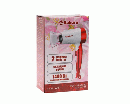 Фен 1400Вт 2 температурных режима Sakura (258 526)