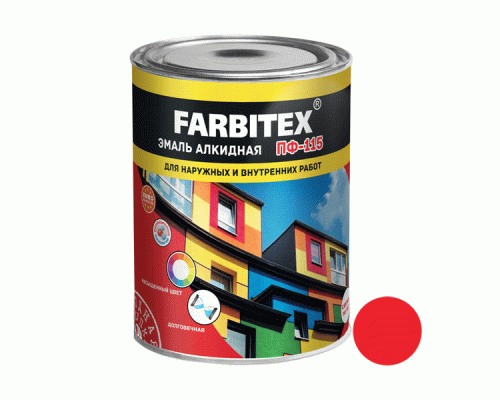 Эмаль ПФ-115 алкидная Farbitex 1,8кг красная (210 202)