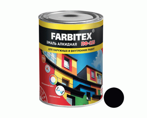 Эмаль ПФ-115 алкидная Farbitex 1,8кг черная (210 527)