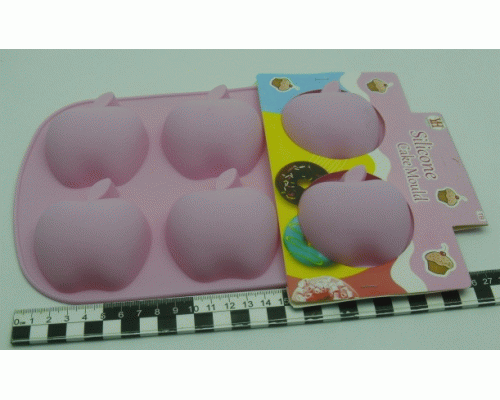 Форма силиконовая для выпечки Яблоко 6в1 17*26см розовая (У-6) /YH509/ (222 212)