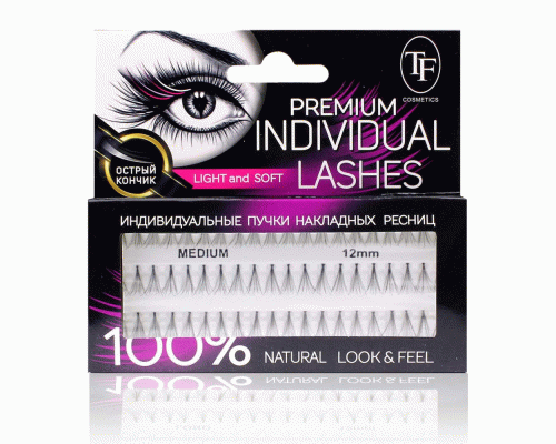 Пучки для наращивания ресниц TF Fashion Lashes разной длины черные (12мм Medium) (У-12) (79 666)