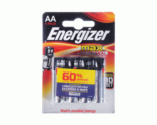 Батарейки алкалиновые АА LR6 Energizer Max E91 (У-4) /ЭНР110-6Е00157100/ЭНР110-6 157103/917-047/ (69 832)