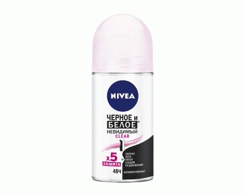 Дезодорант жен. Nivea roll 50мл Невидимый Черное и Белое Clear (141 341)