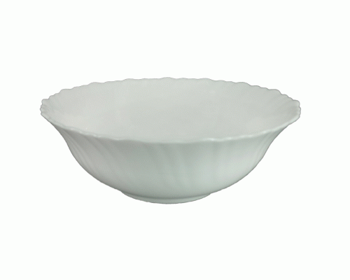 Тарелка глубокая d-16,5см стеклокерамика ребристая белая (У-6/48) (159 088)
