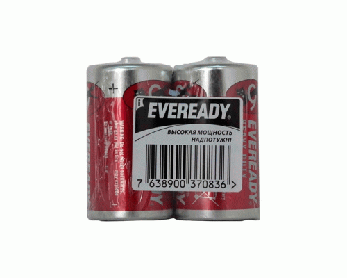 Батарейки солевые D R20 Eveready HD 1,5V на блистере /2//ЭНР190-20-637083/ (10 752)