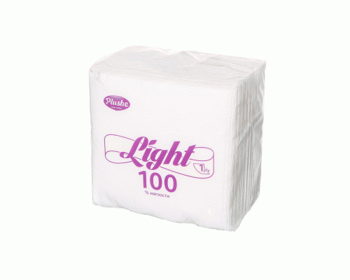 Салфетки бумажные Plushe Light однослойные  90шт 22,5х22,5см белые/пастель (259 874)