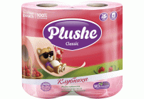 Туалетная бумага Plushe Classic двухслойная  4шт 18м клубника (261 414)