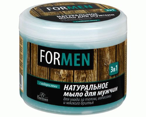 Мыло натуральное Floresan 450мл для мужчин для тела, волос и мягкого бритья 3в1 банка (У-6) (10 974)