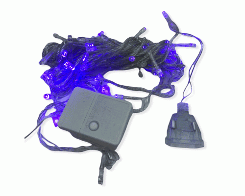 Гирлянда  60 ламп 5,0м синий, прозрачный провод (259 033)
