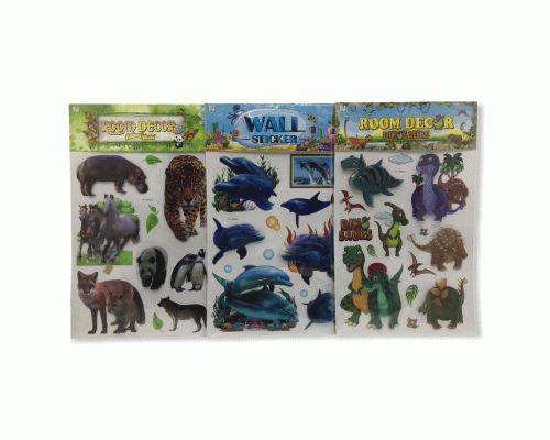 Наклейка интерьерная 30*50см Животные, динозавры 3D mix (У-10) /ST/ (246 593)