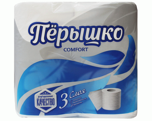Туалетная бумага Перышко Comfort трехслойная 4шт белая (У-14) /5666/ (108 674)