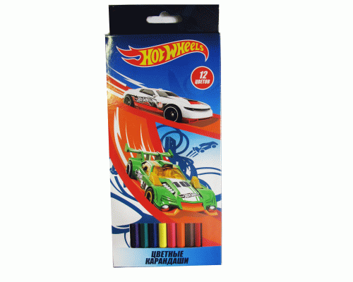 Карандаши цвет.  12цв. пластиковые Hot Wheels (194 232)