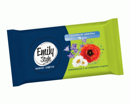 Салфетки влажные Emily Style  15шт луговые цветы (У-82) (187 810)