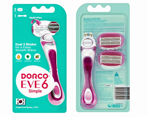 Станок для бритья жен. Dorco Eve3+3 6 лезвий 2 сменные кассеты (259 244)