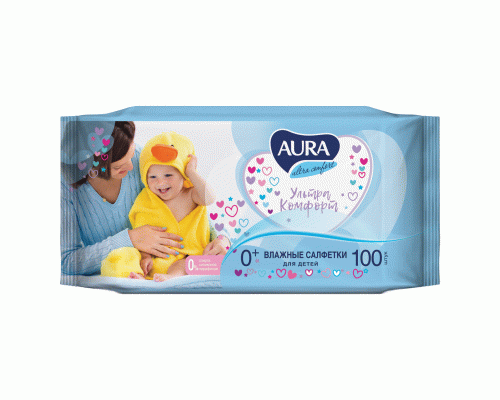 Салфетки влажные детские Aura 100шт Ultra Comfort (У-12) /8105/ (253 401)