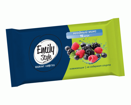 Салфетки влажные Emily Style  15шт ягодный микс (У-82) (187 808)