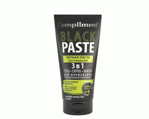 Паста для умывания Compliment Black Paste 165мл черная 3 в1 гель, скраб, маска (У-12) (224 116)