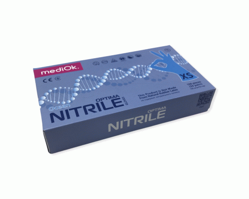 Перчатки нитриловые МедиОК Optima XS голубые 100шт  (263 575)